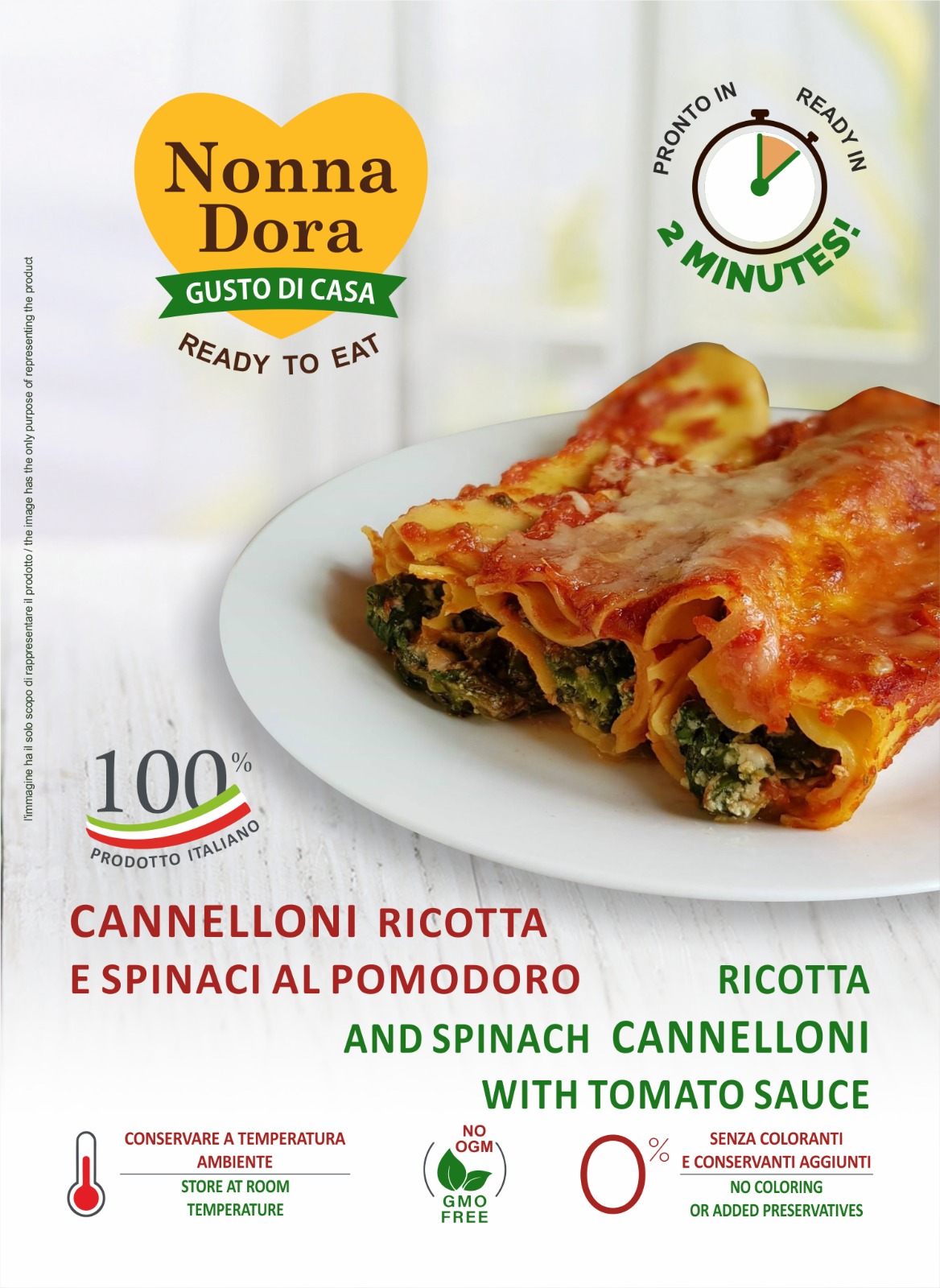 Ricotta and Spinach Cannelloni with Tomato Sauce