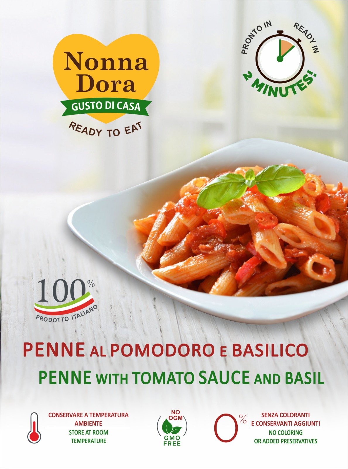 Penne with Tomato Sauce and Basil
